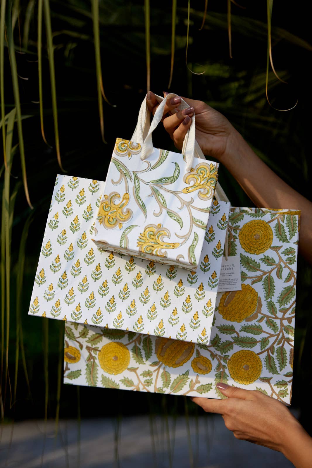 Hand Block Printed Gift Bags (Medium) - Sunshine By Paper Mirchi