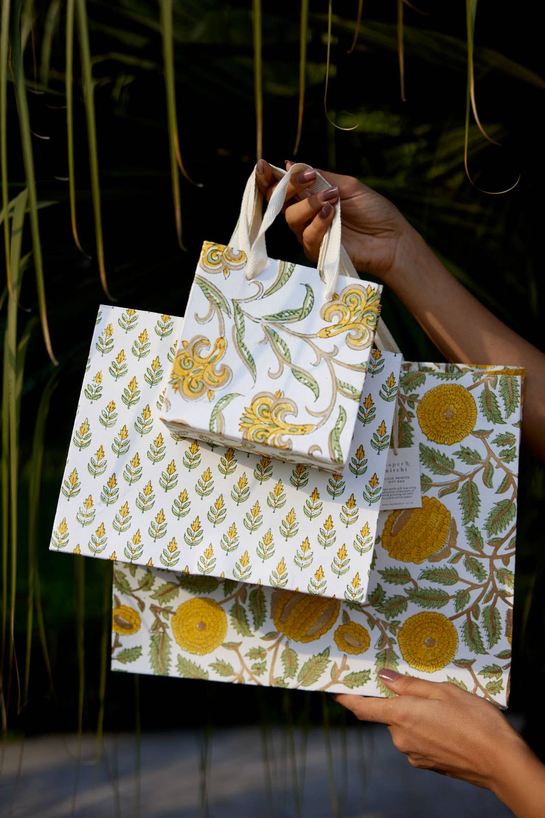 Hand Block Printed Gift Bags (Small) - Sunshine by Paper Mirchi