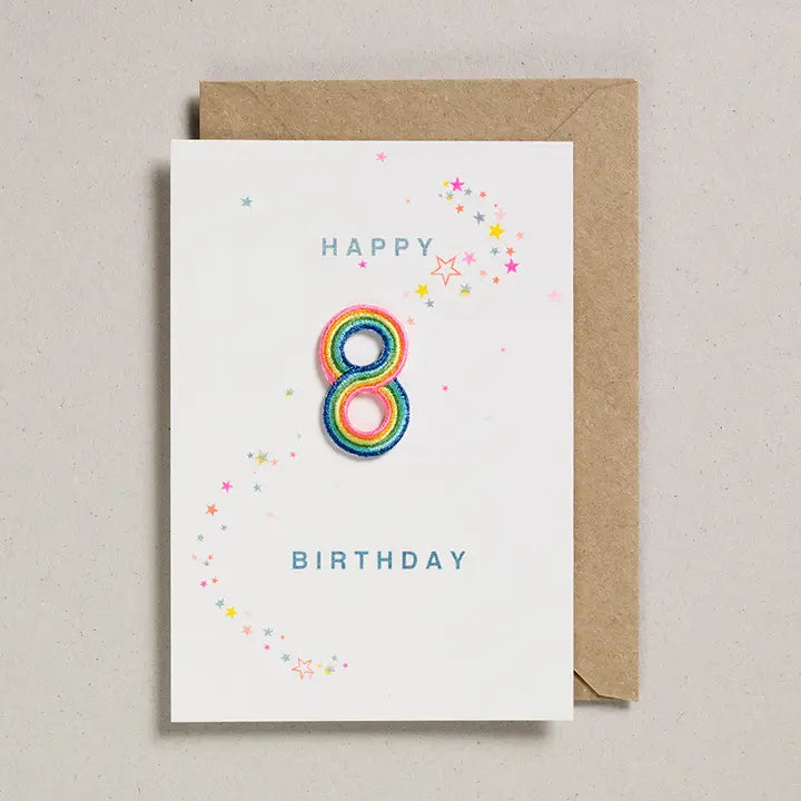 Rainbow Patch Ages 1 - 10 Birthday Card by Petra Boase