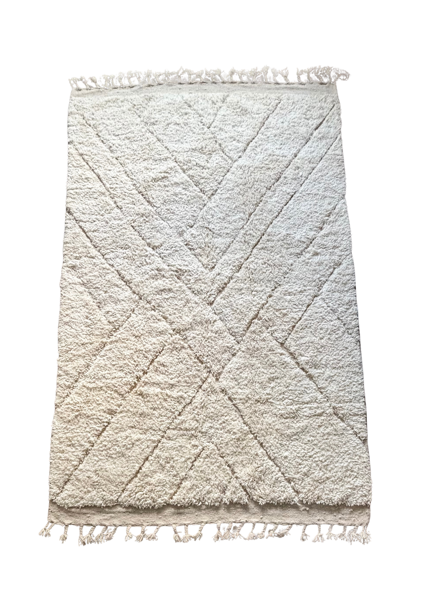 Large Renad Cream Moroccan Beni Ourain Wool Rug