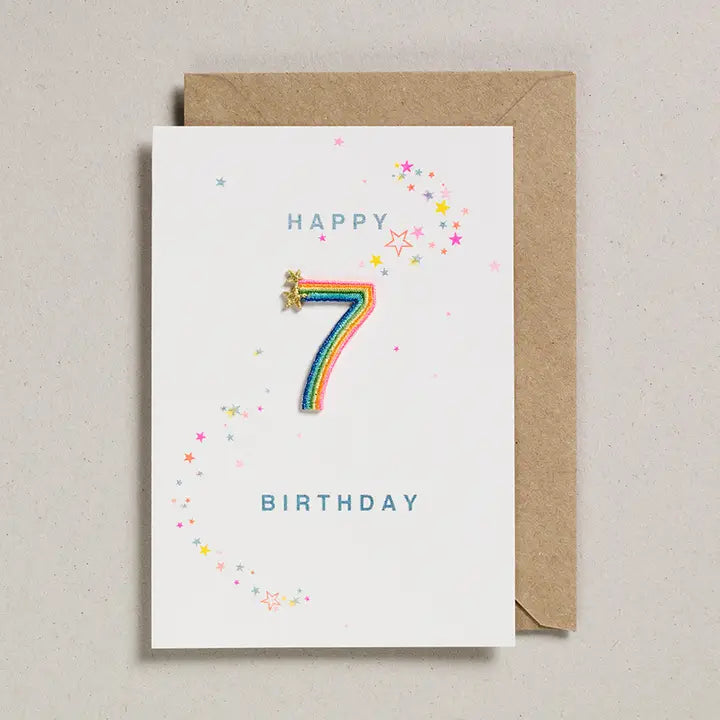 Rainbow Patch Ages 1 - 10 Birthday Card by Petra Boase