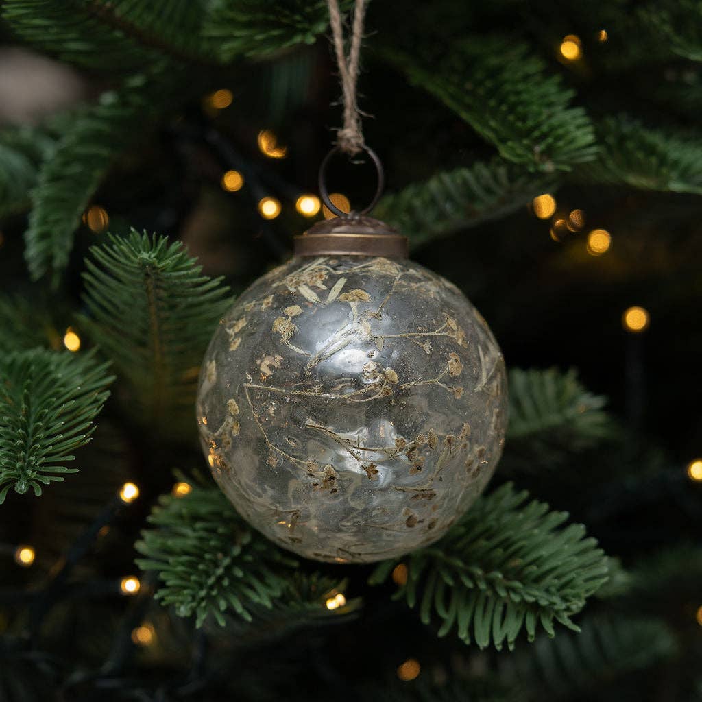 Mouth Blown Glass Spray Botanical Bauble