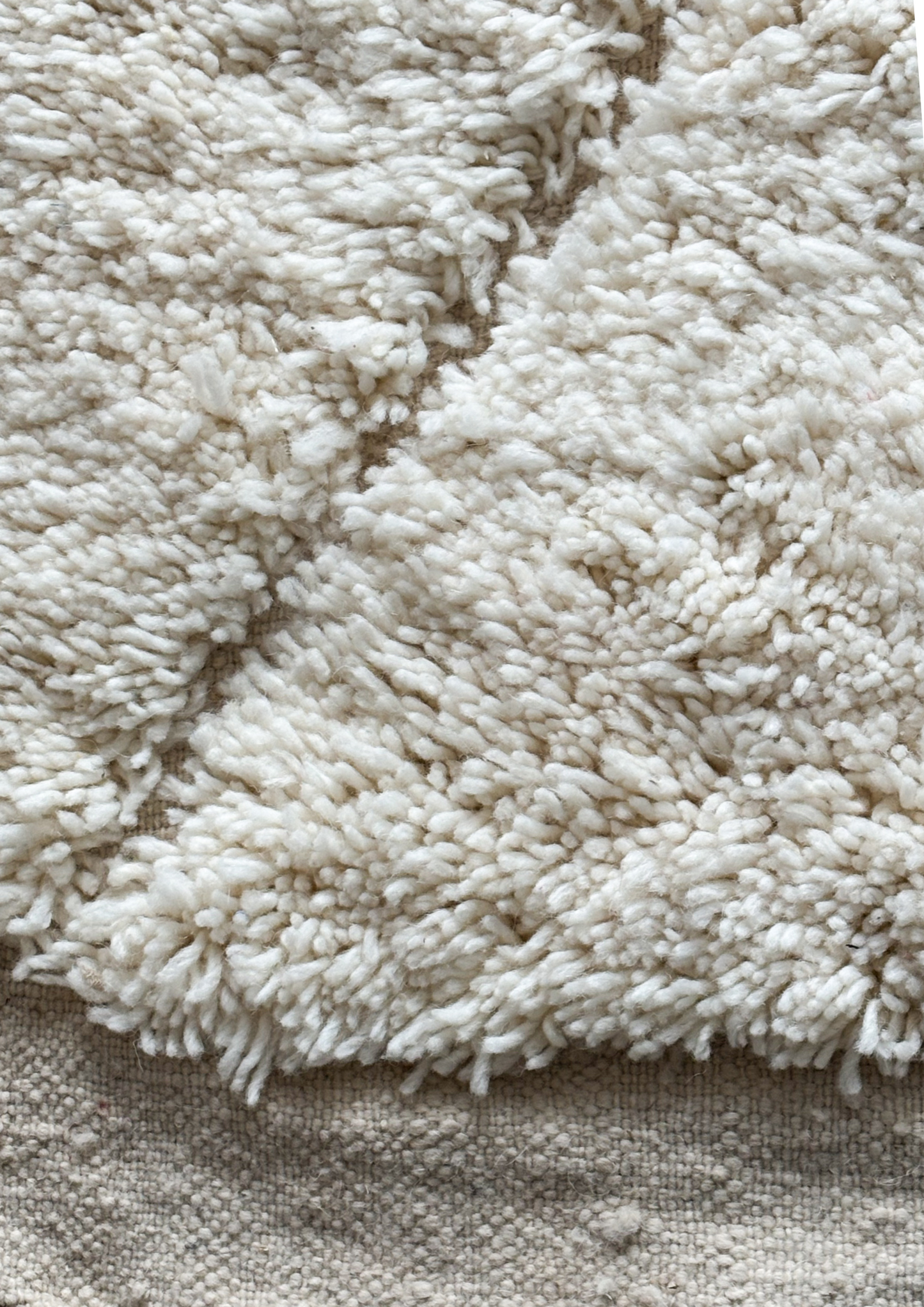 Large Renad Cream Moroccan Beni Ourain Wool Rug