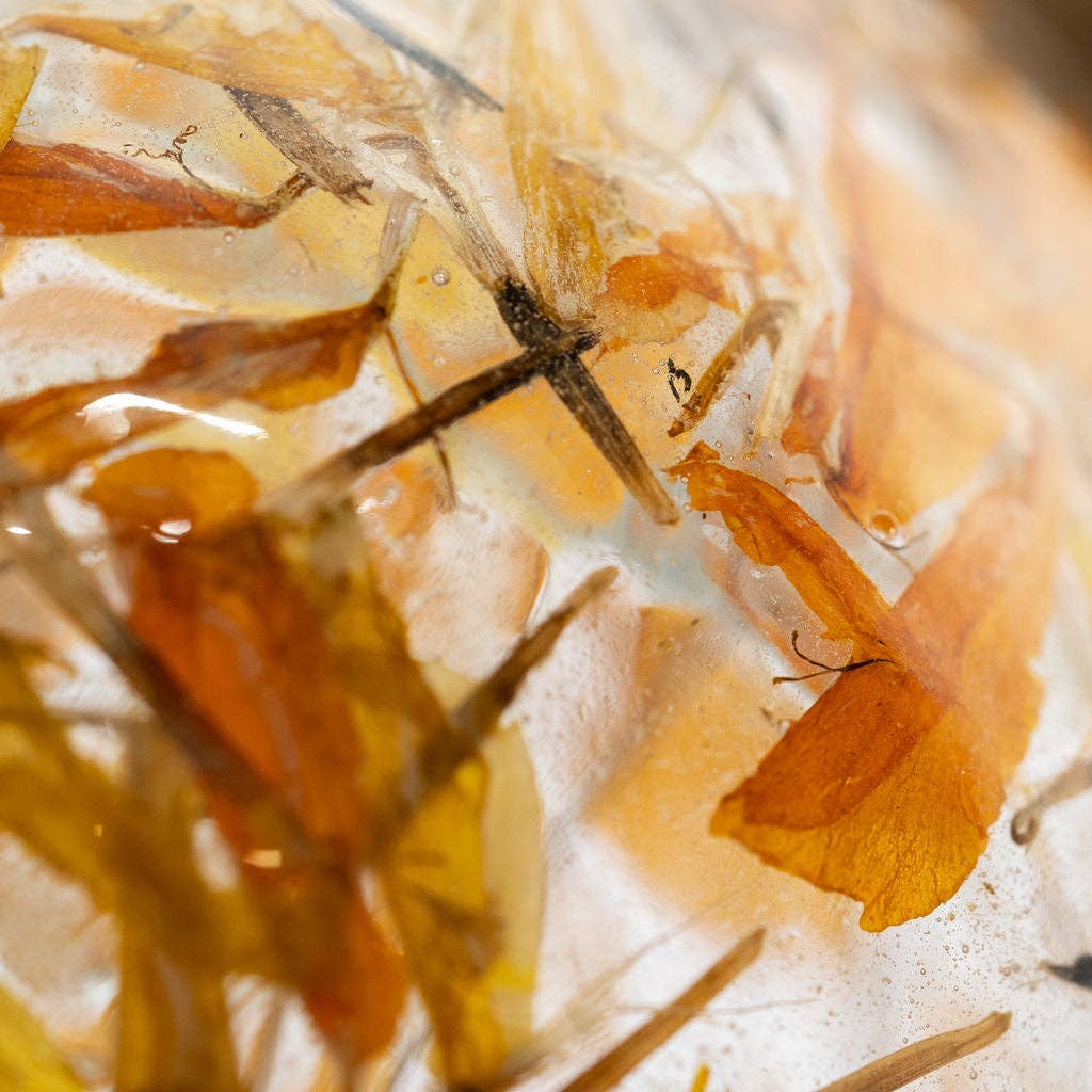 Mouth Blown Glass Amber Botanical Christmas Bauble
