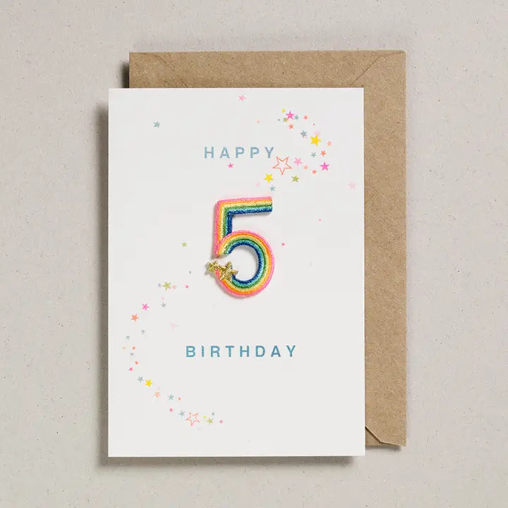 Rainbow Patch Ages 1 - 10 Birthday Card by Petra Boase