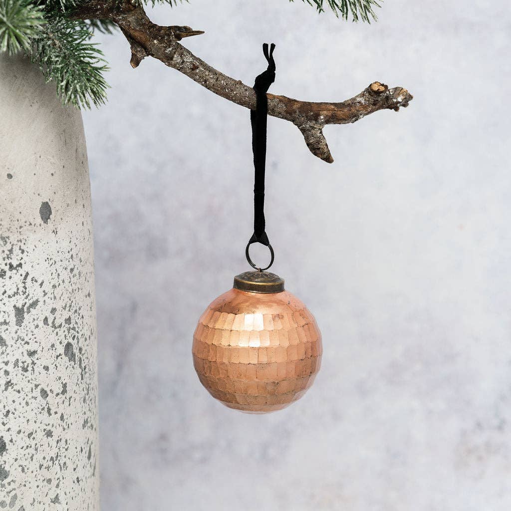 3" Flush Cut Glass Rustic Christmas Bauble - PRE ORDER