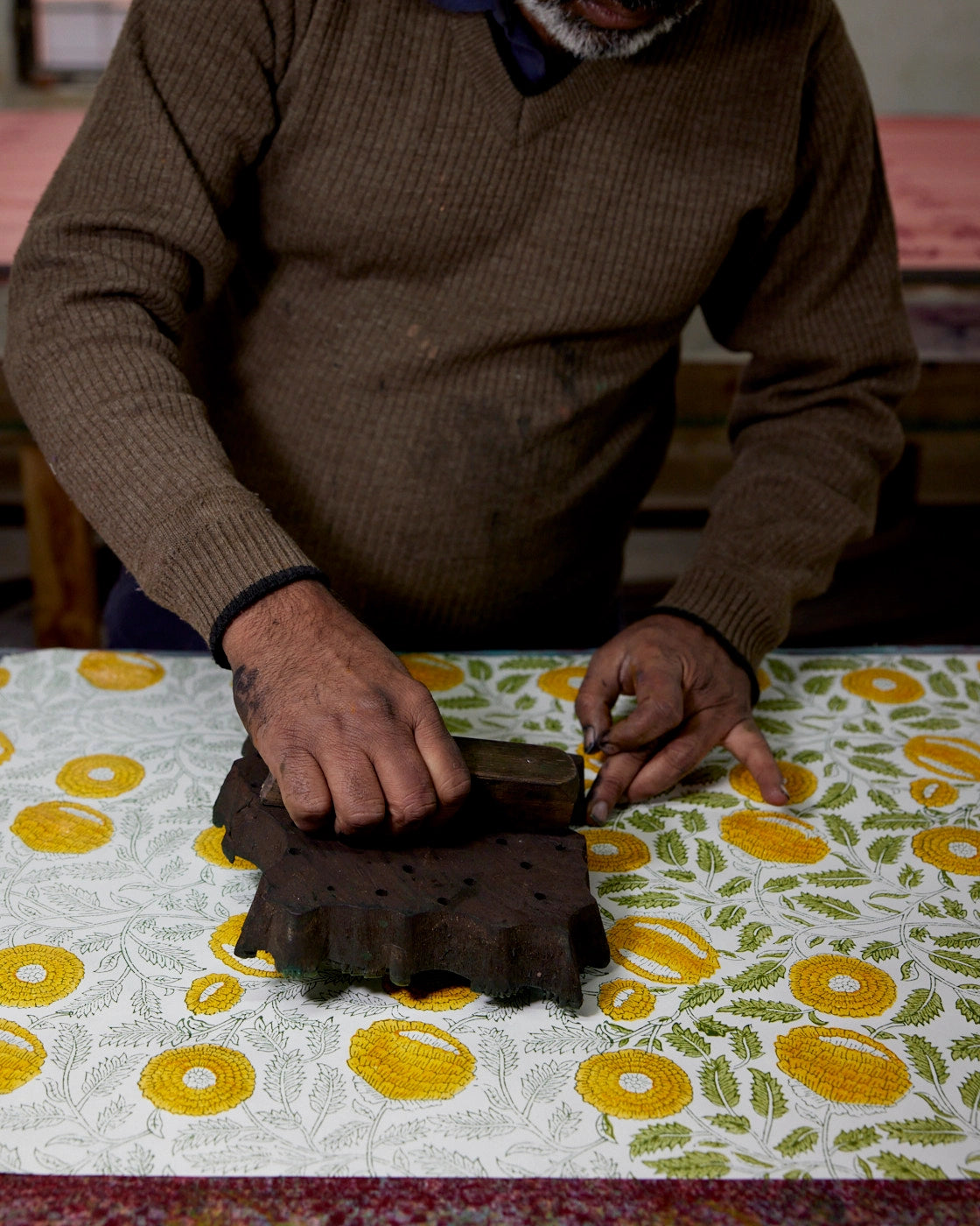 Hand Block Printed Gift Wrap Sheets - Marigold Glitz Sunshine By Paper Mirchi