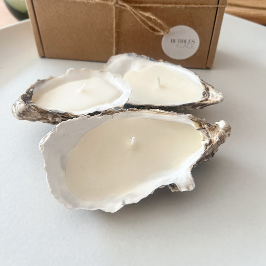  Oyster Shell Candles - Set of 3 (Plain)