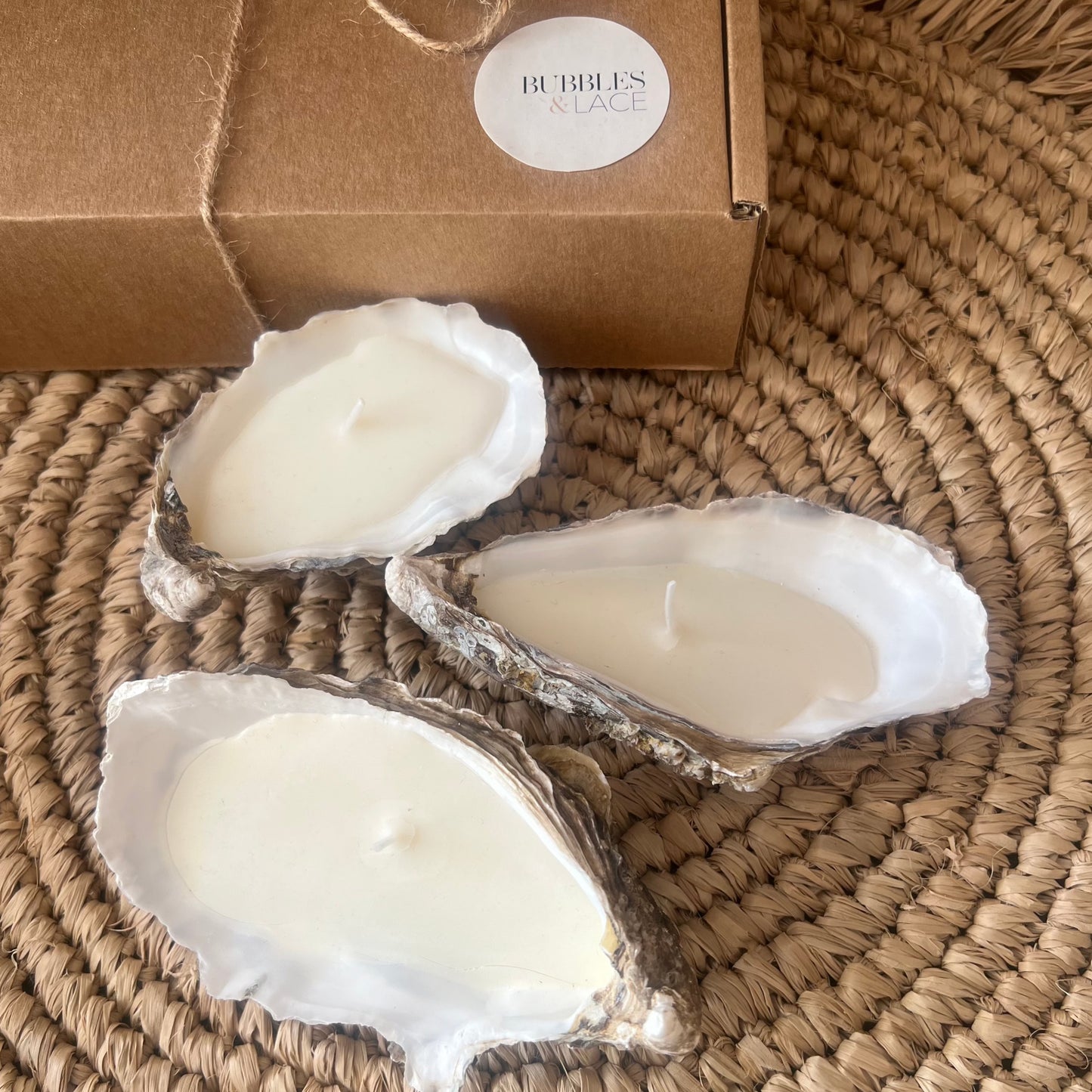 Oyster Shell Candles - Set of 3 (Plain)