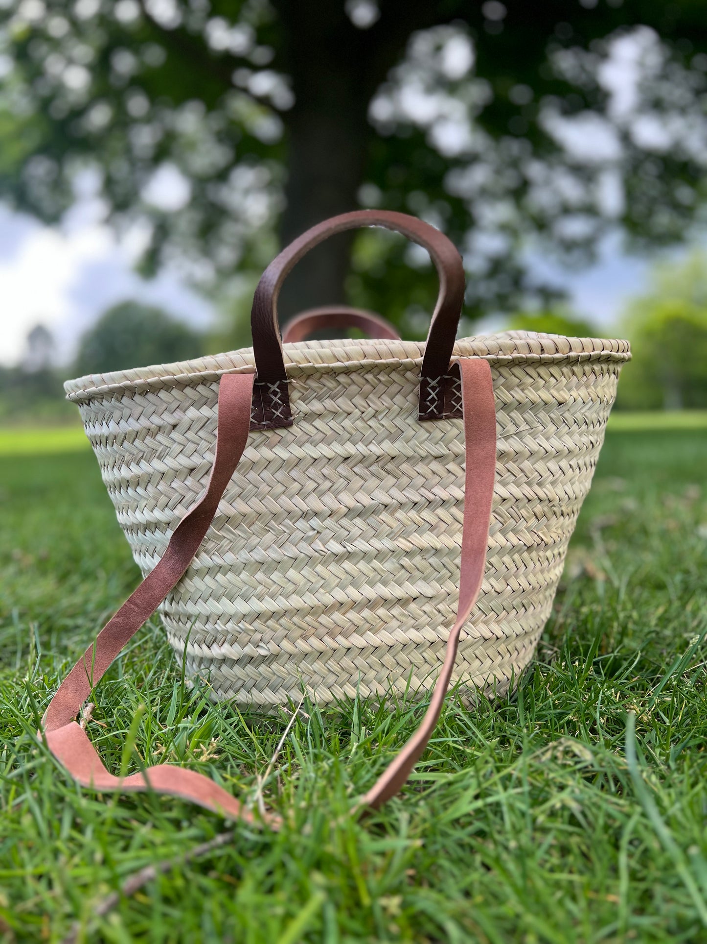 Market Bag With Leather Straps & Handles