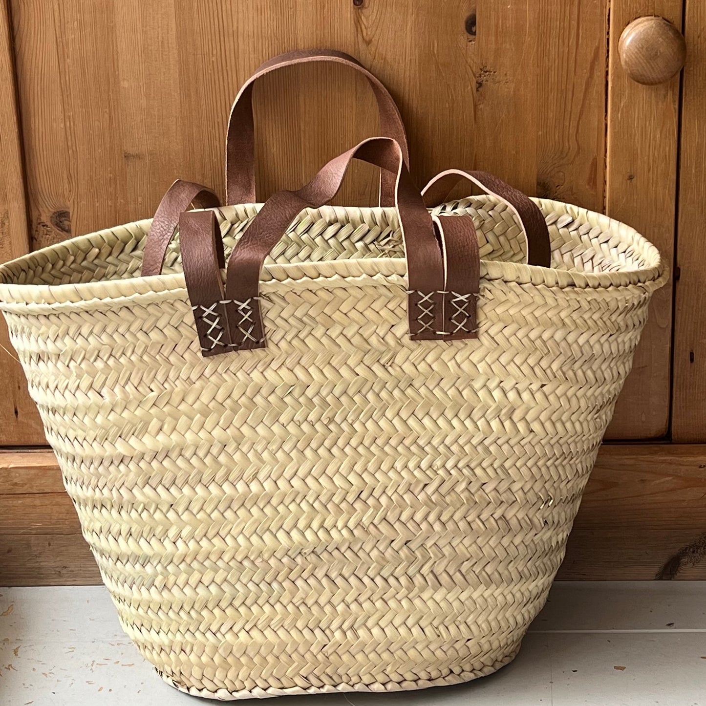 Market Bag With Leather Straps & Handles