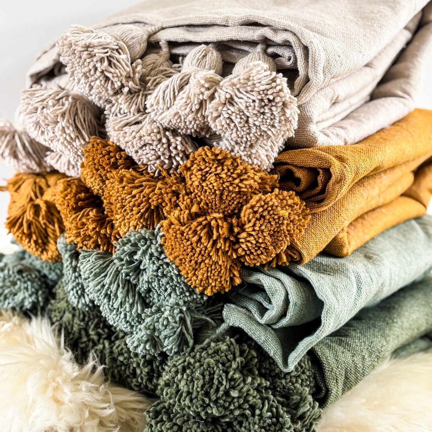 Moroccan Battania Blanket Throw In Sage