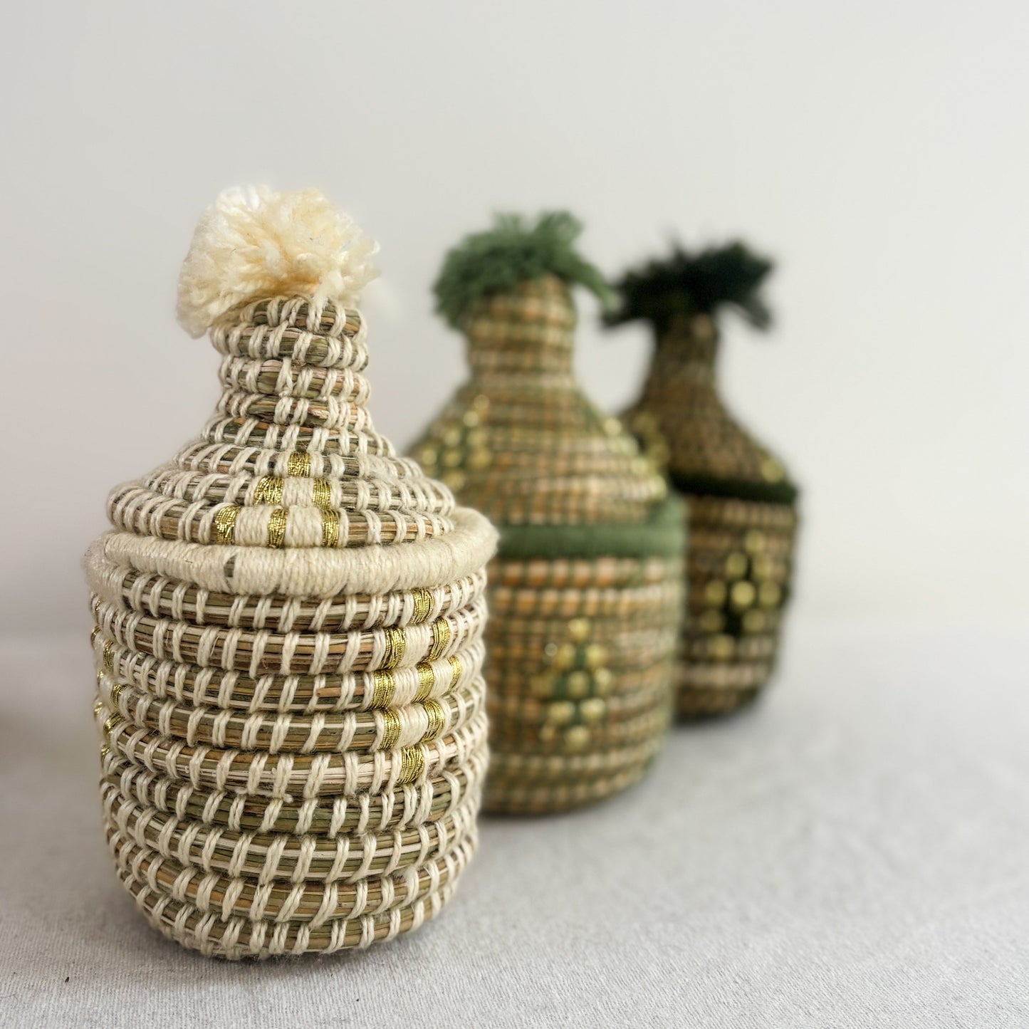 Small Berber Bread Basket in Mint