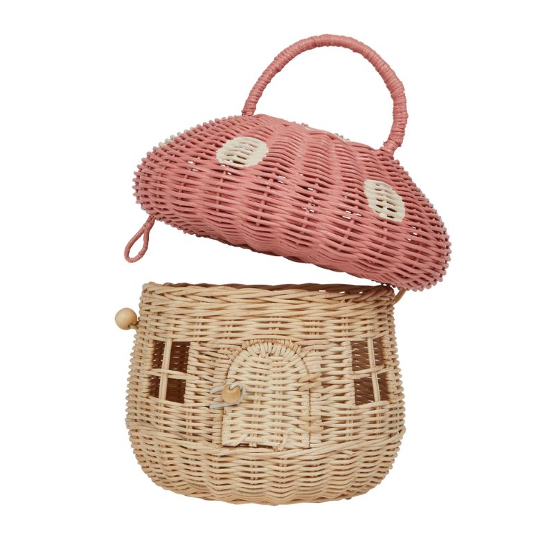 Rattan Mushroom Basket in Musk By Olli Ella