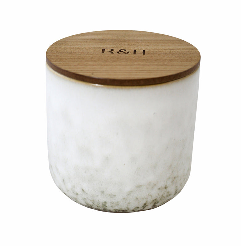 Sea Salt & Sage Natural Wax Candle in Pottery Canister By Raine & Humble