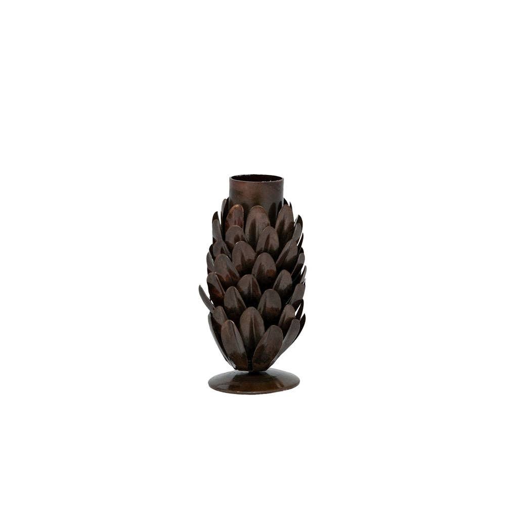 Rustic Pine Cone Candlestick Holders