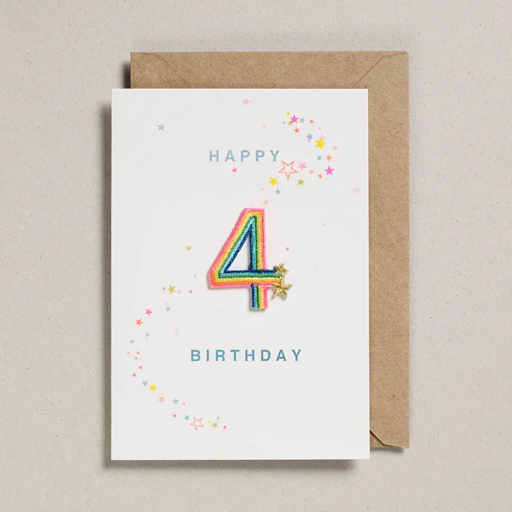 Rainbow Patch Ages 1 - 10 Birthday Card by Petra Boase
