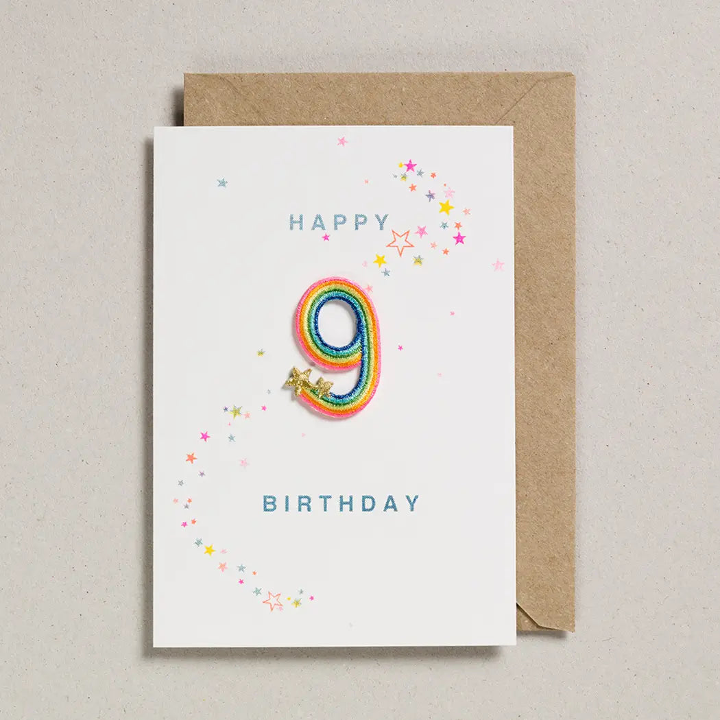 Rainbow Patch Ages 1 - 10 Birthday Card by Petra Boase