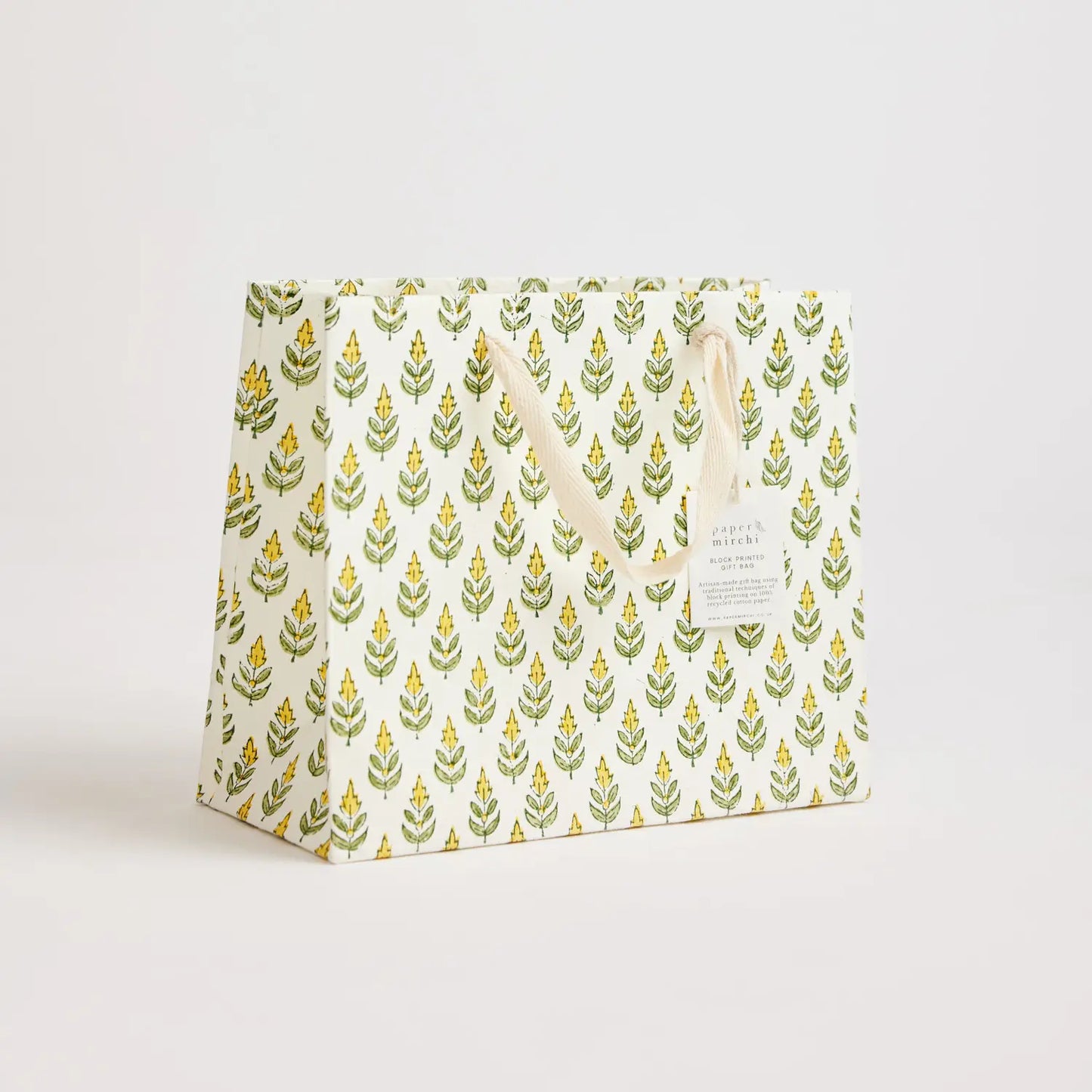 Medium Hand Block Printed Gift Bag in Sunshine By Paper Mirchi