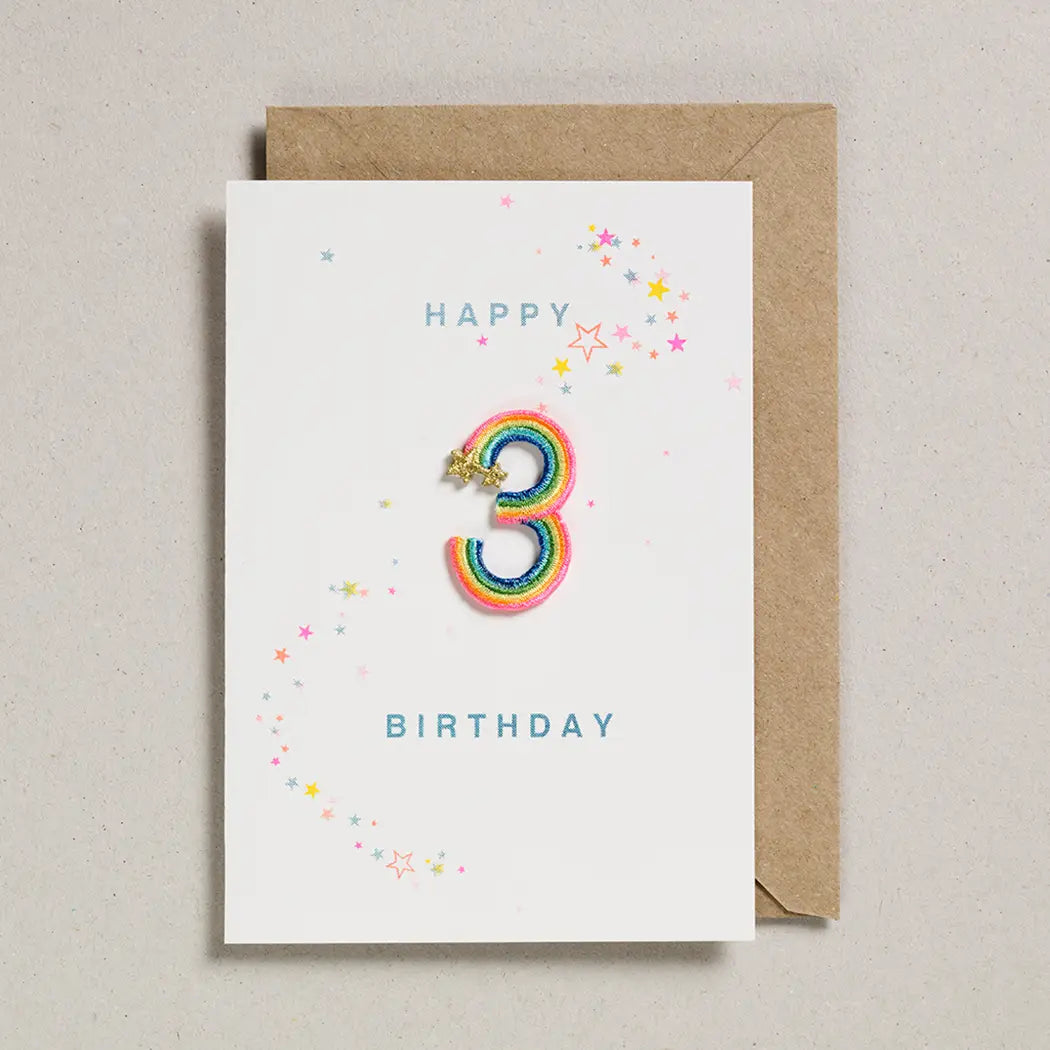 Rainbow Patch Ages 1 - 10 Birthday Card by Petra Boase