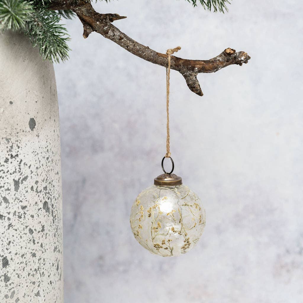 Mouth Blown Glass Spray Botanical Bauble