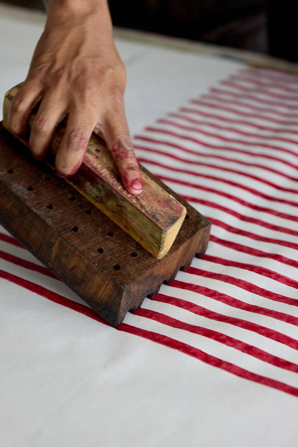 Block Printed Greeting Card - Gingham Christmas Pudding