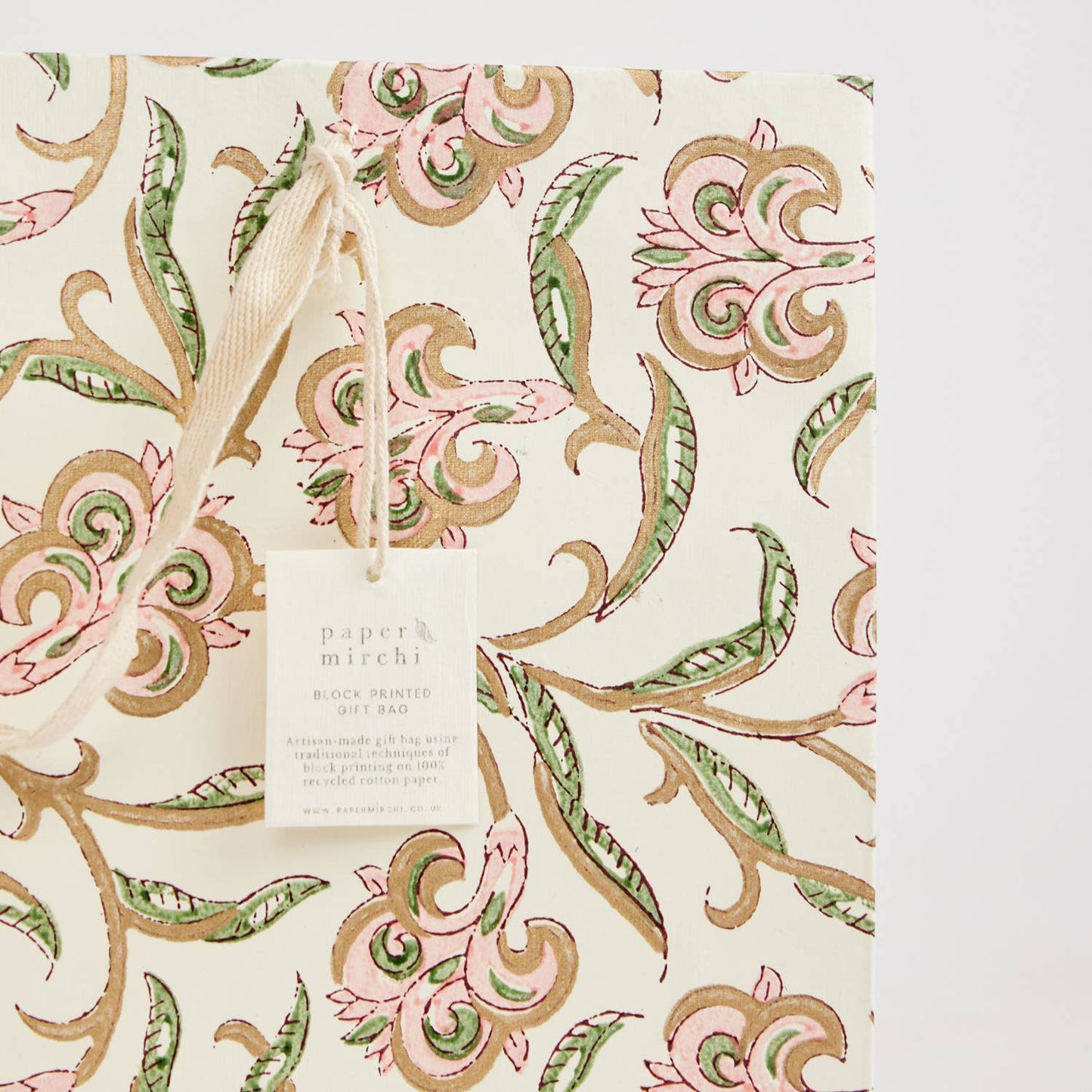 Hand Block Printed Gift Bags (Large) - Blush By Paper Mirchi