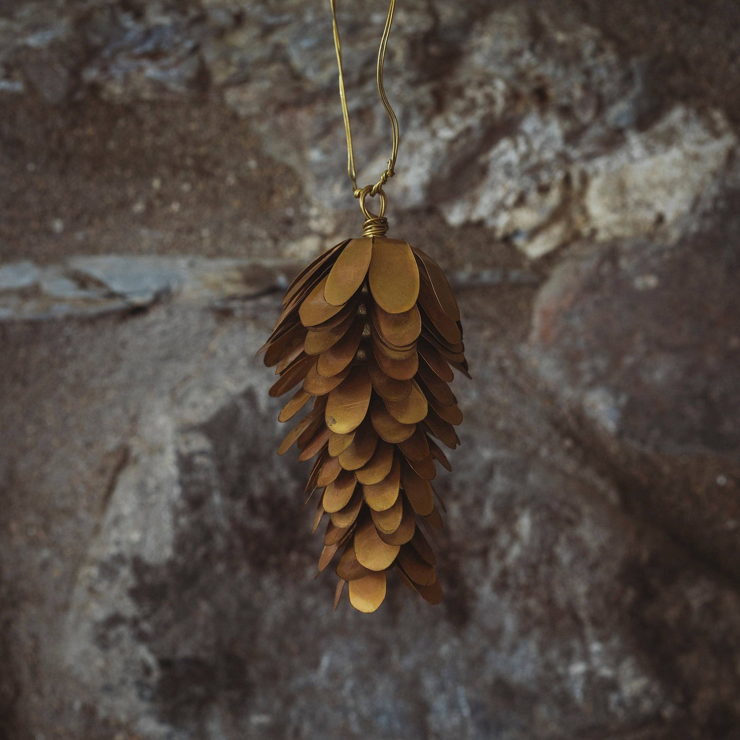 Brass Pine Cone Christmas Decoration