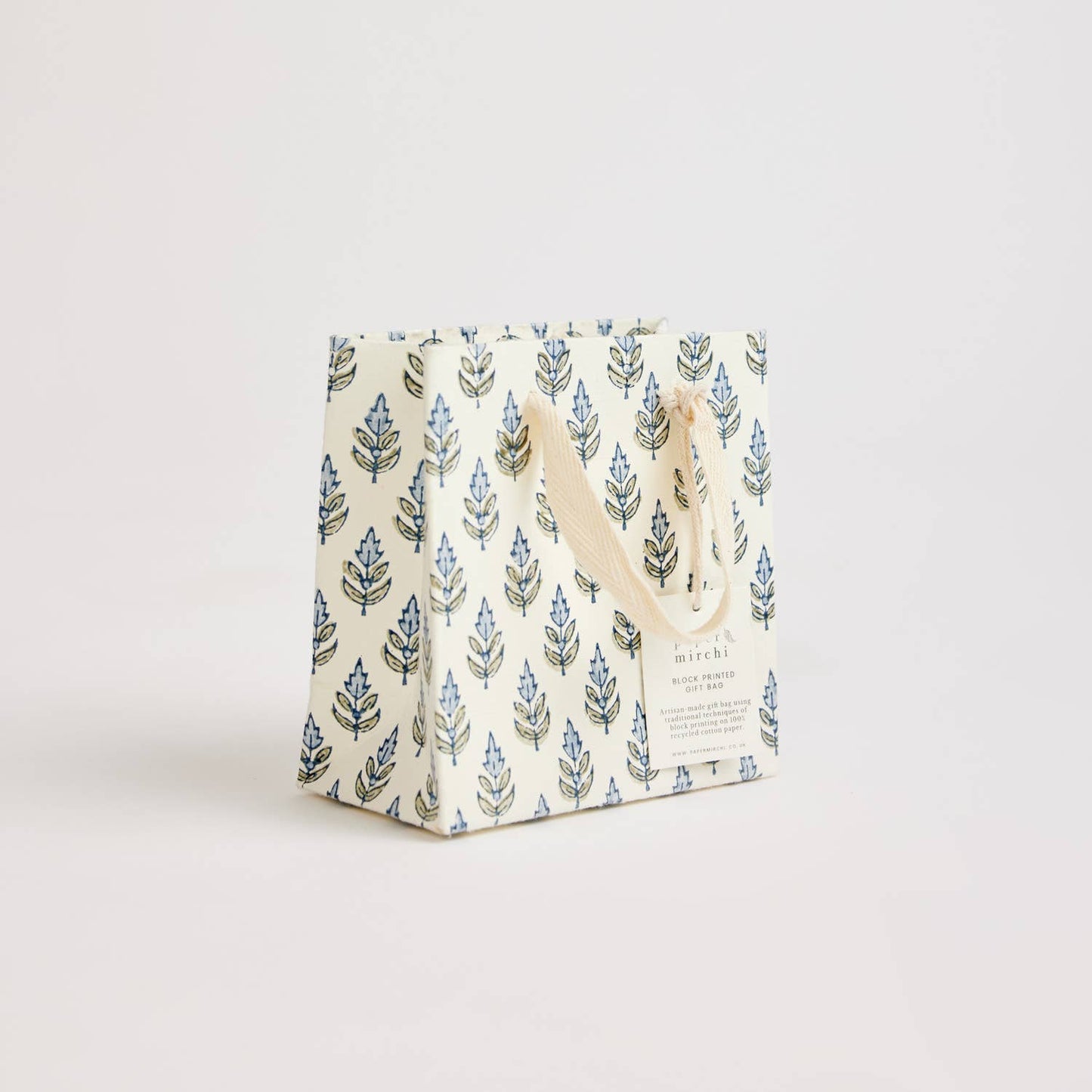 Hand Block Printed Gift Bags (Small) - Blue Stone By Paper Mirchi