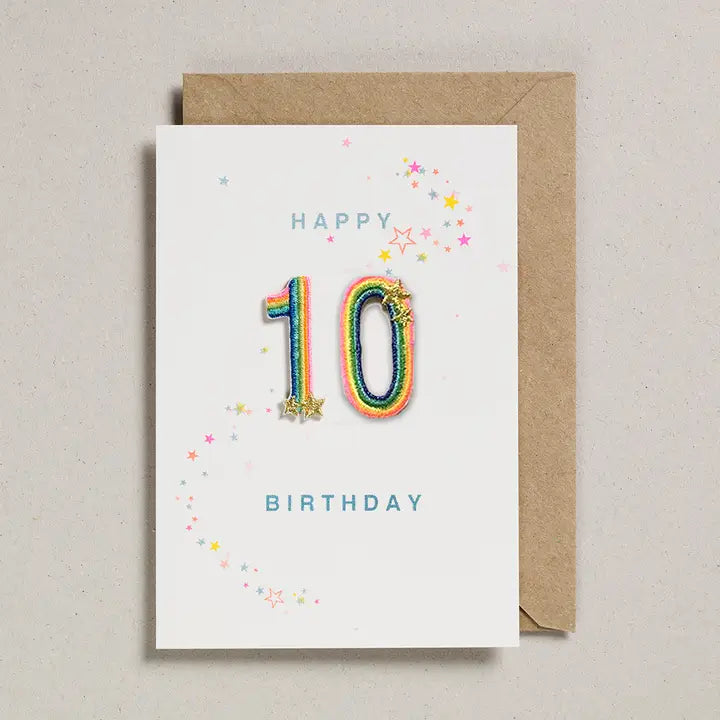 Rainbow Patch Ages 1 - 10 Birthday Card by Petra Boase