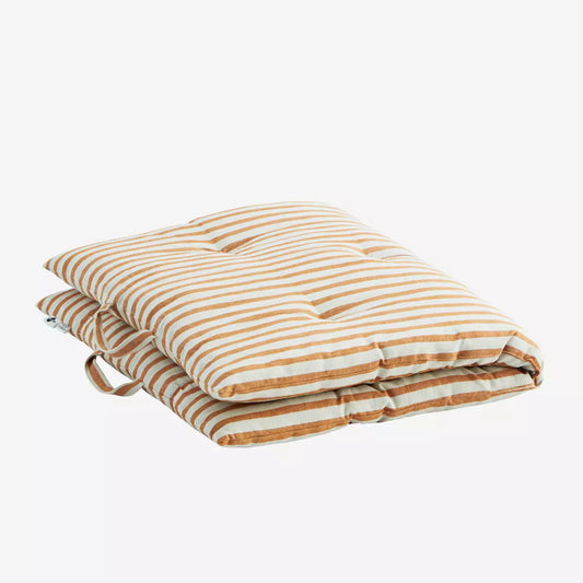 Striped Cotton Mattress in Off White & Dark Honey By Madam Stoltz