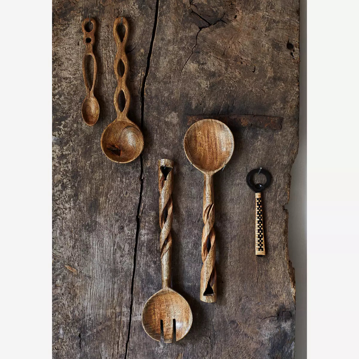Wooden Salad Set With Twisted Handles By Madam Stoltz