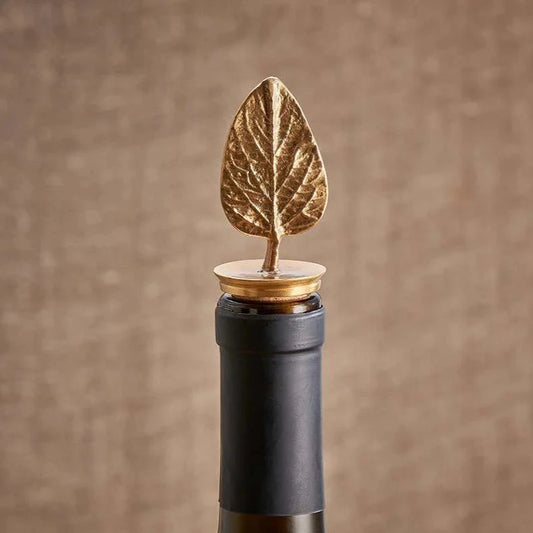 Poplar Leaf Brass Bottle Stopper By Nkuku