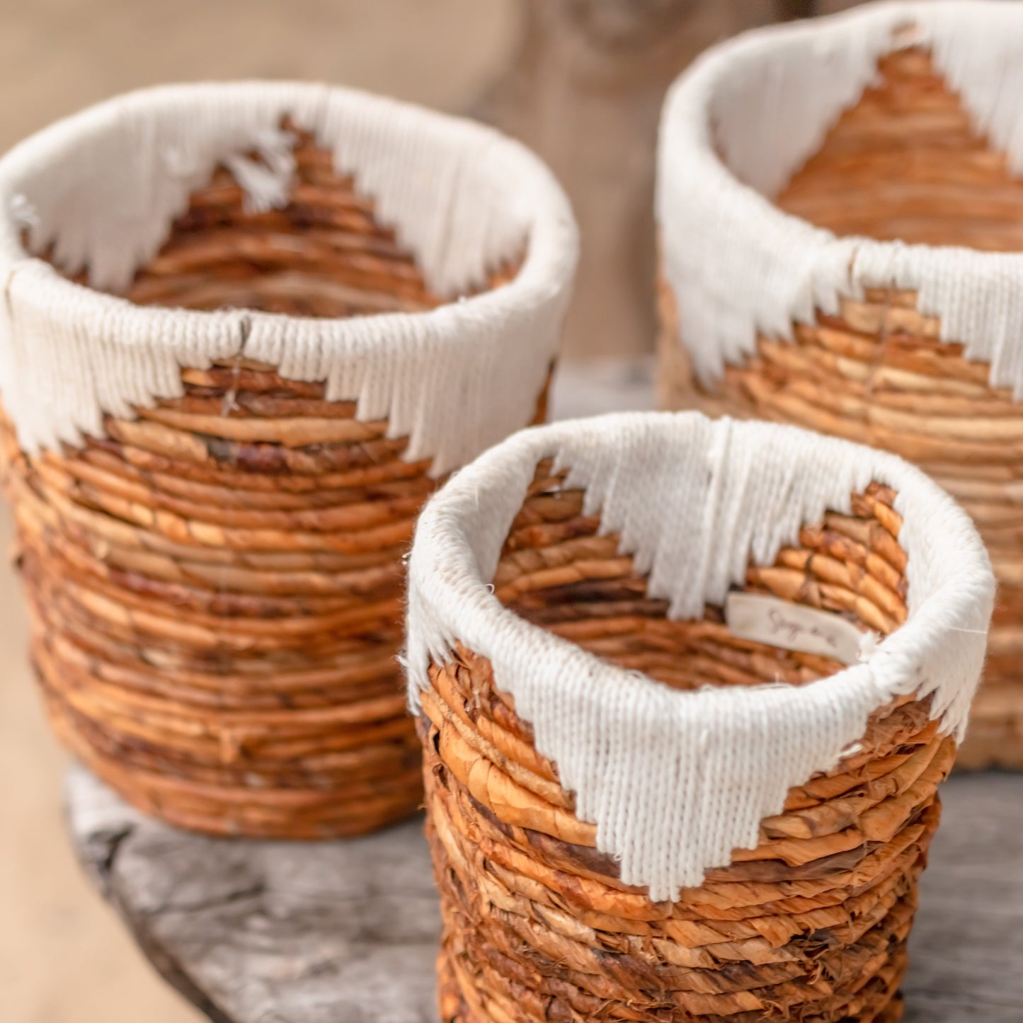 Banana Fibre Embroidered Basket (LAST ONE)