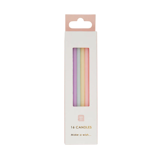 Long Pastel Coloured Birthday Candle Pack By Talking Tables