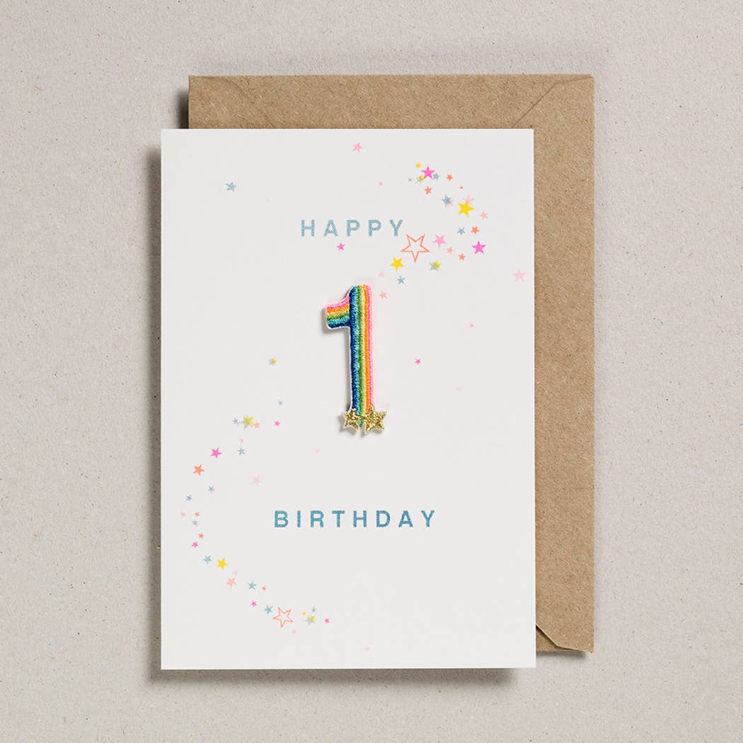 Rainbow Patch Ages 1 - 10 Birthday Card by Petra Boase