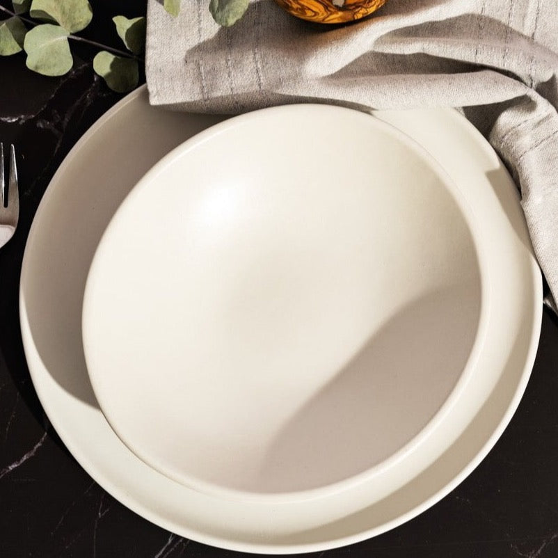 24cm Organic Shaped Pasta Bowl In Matte White