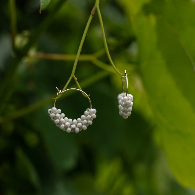 Handmade 14ct Gold Plated Hoops with Glass Beads
