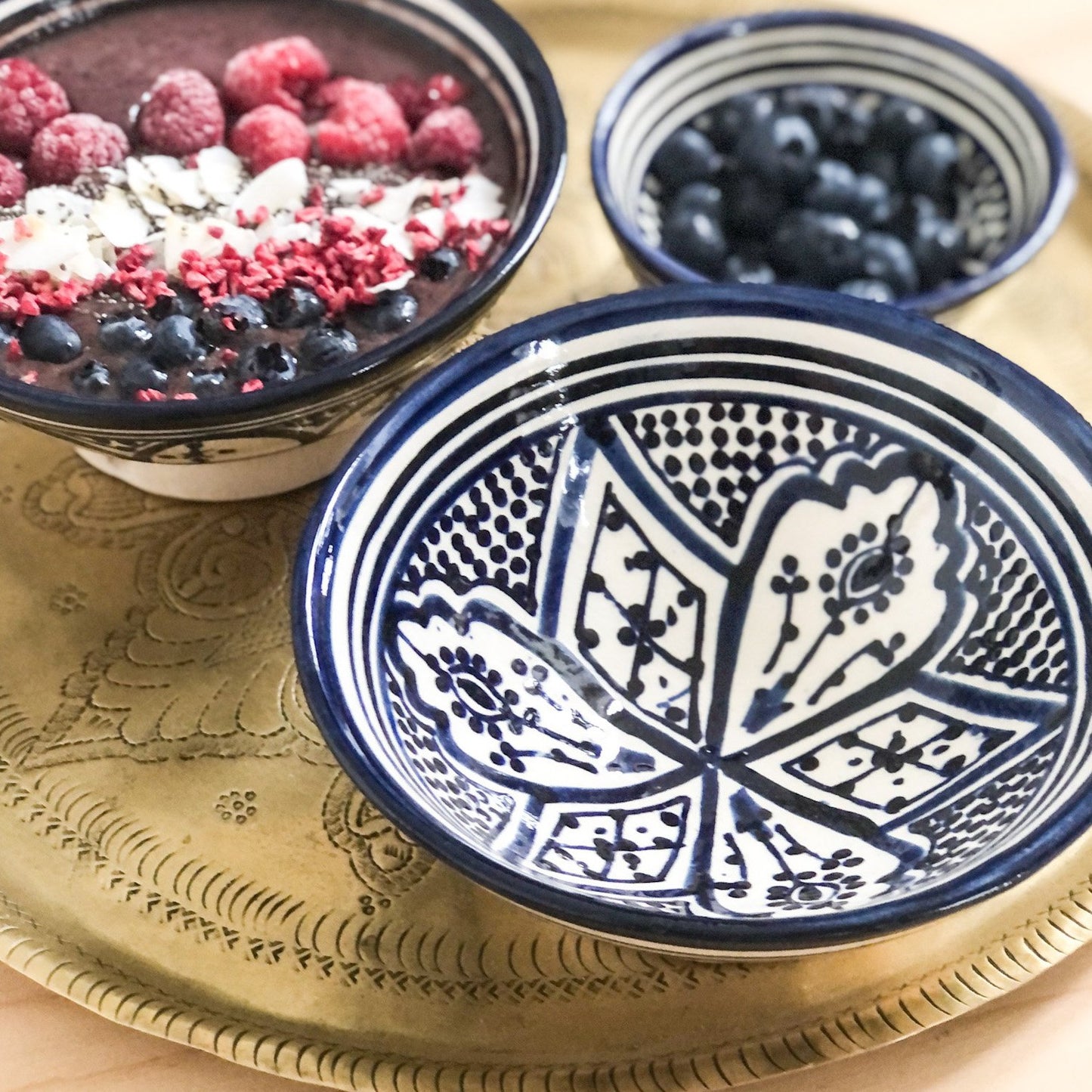 Moroccan "ZWAK" Bowl in Blue & White - Large