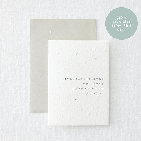 Parent Promotion New Baby Card - Lavender Seeded Greetings Card