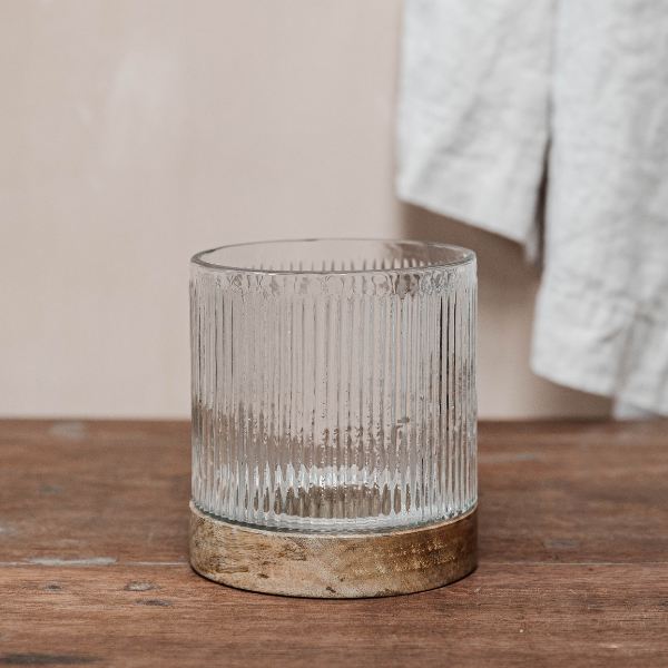 Large Ribbed Hurricane Candle Holder