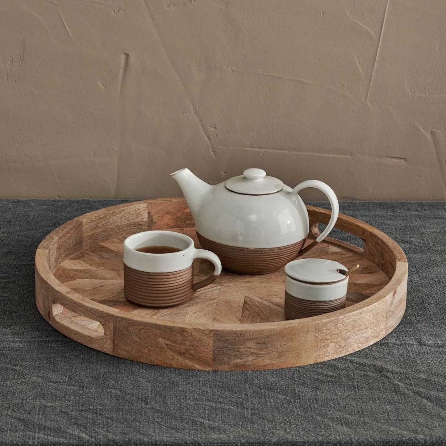 Pawi Mango Wood Tray Round By Nkuku