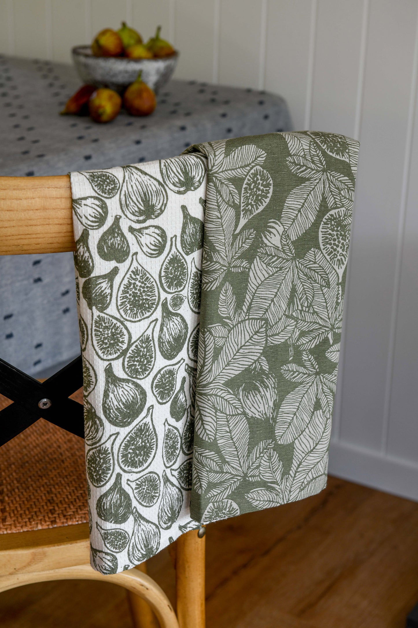 Pack of 2 Fig Tree Tea Towel - Burnt Olive