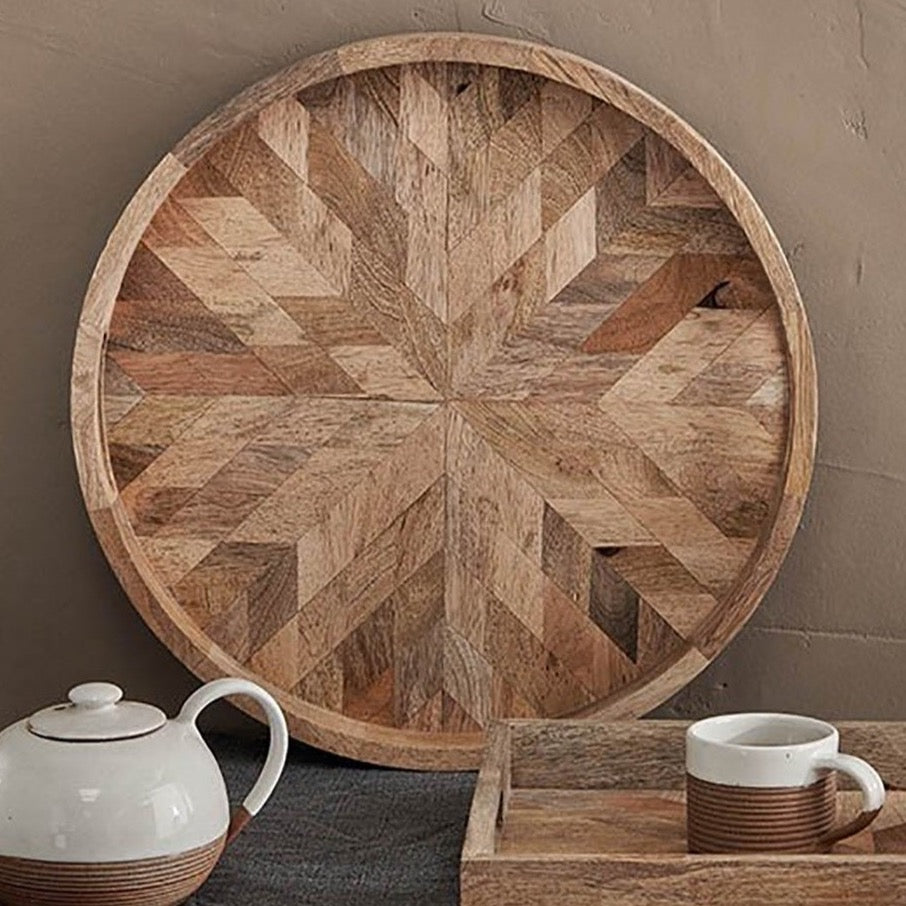 Pawi Mango Wood Tray Round By Nkuku