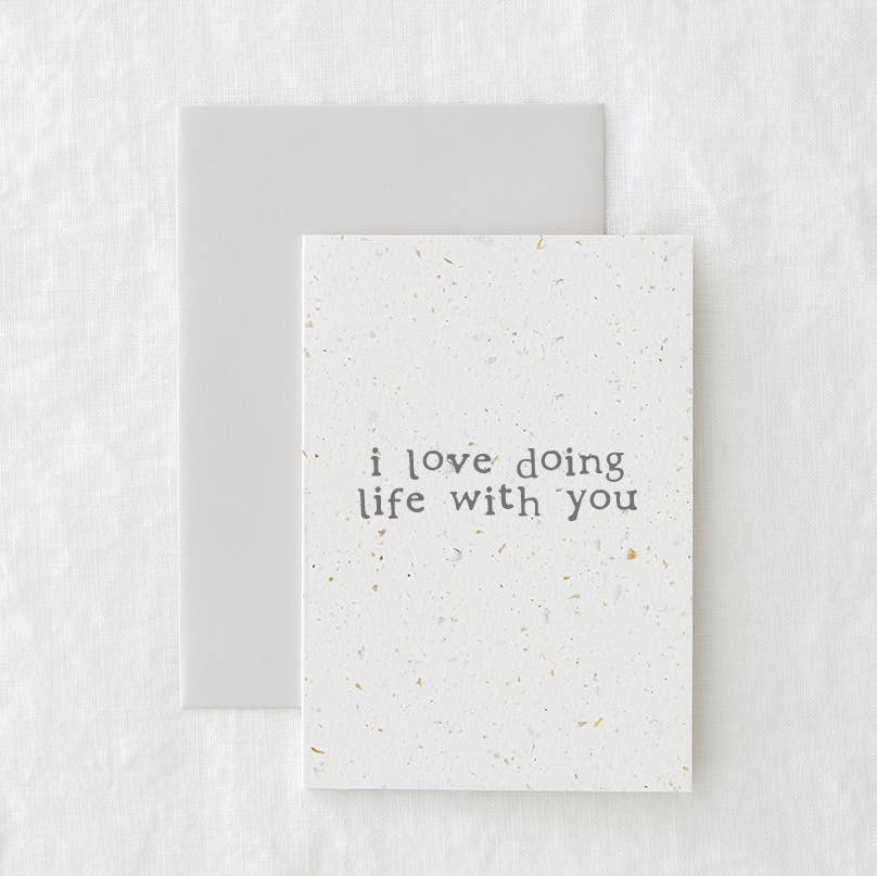 Love Doing Life - Cute Anniversary Coffee Grounds Eco Card
