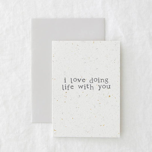 Love Doing Life - Cute Anniversary Coffee Grounds Eco Card