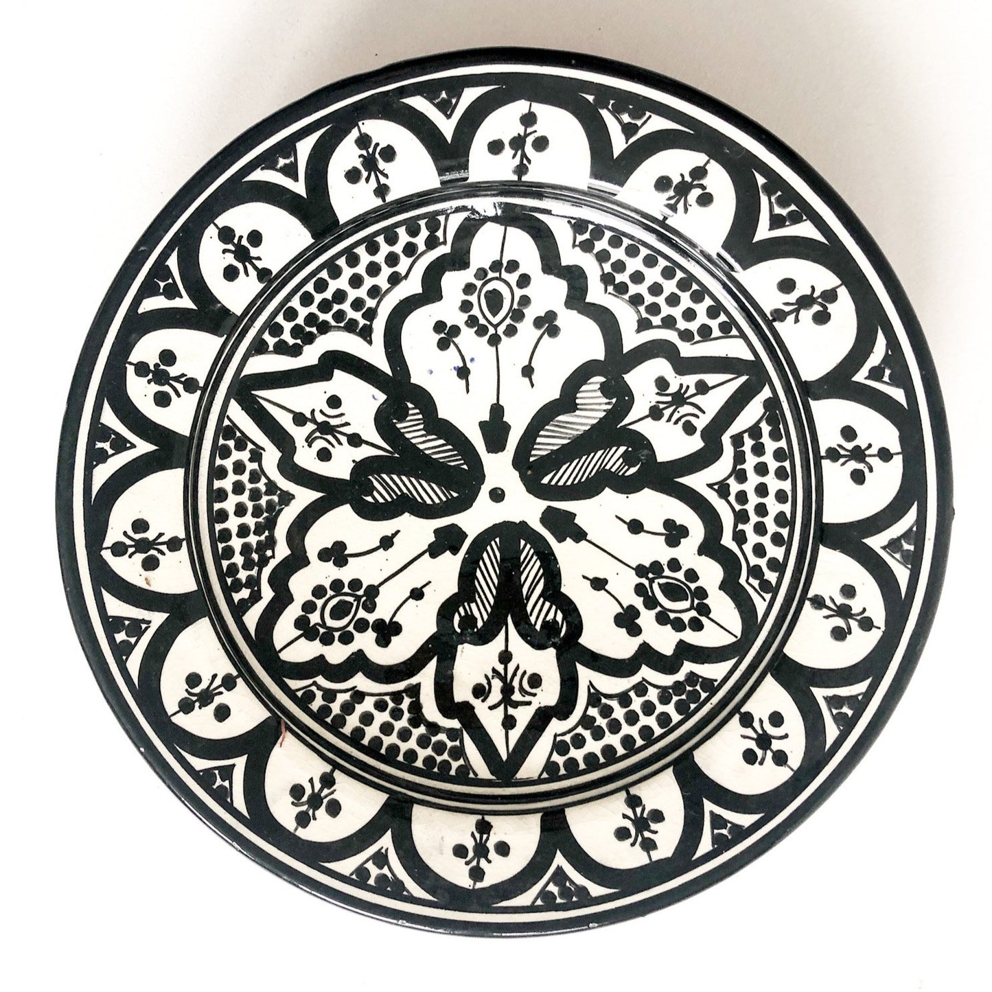 Moroccan "ZWAK" Plate in Monochrome - Medium