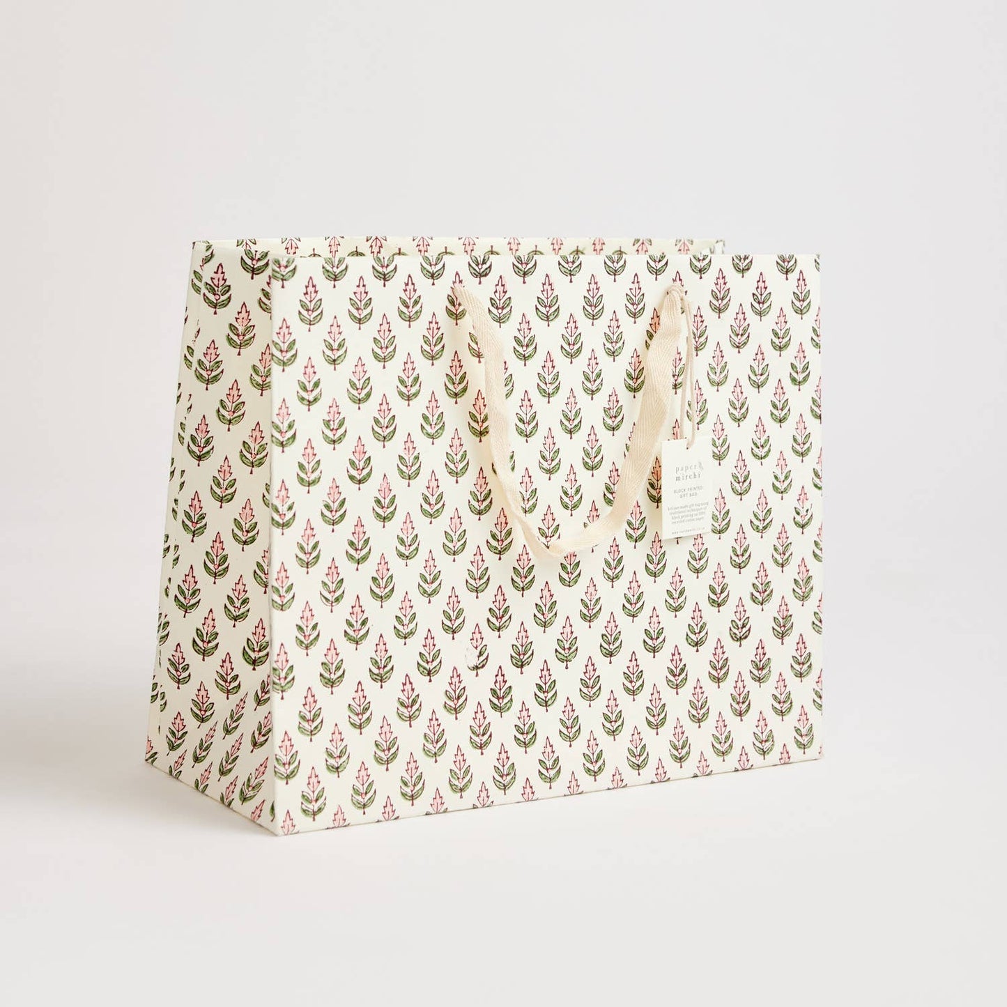 Hand Block Printed Gift Bags (Large) - Blush By Paper Mirchi