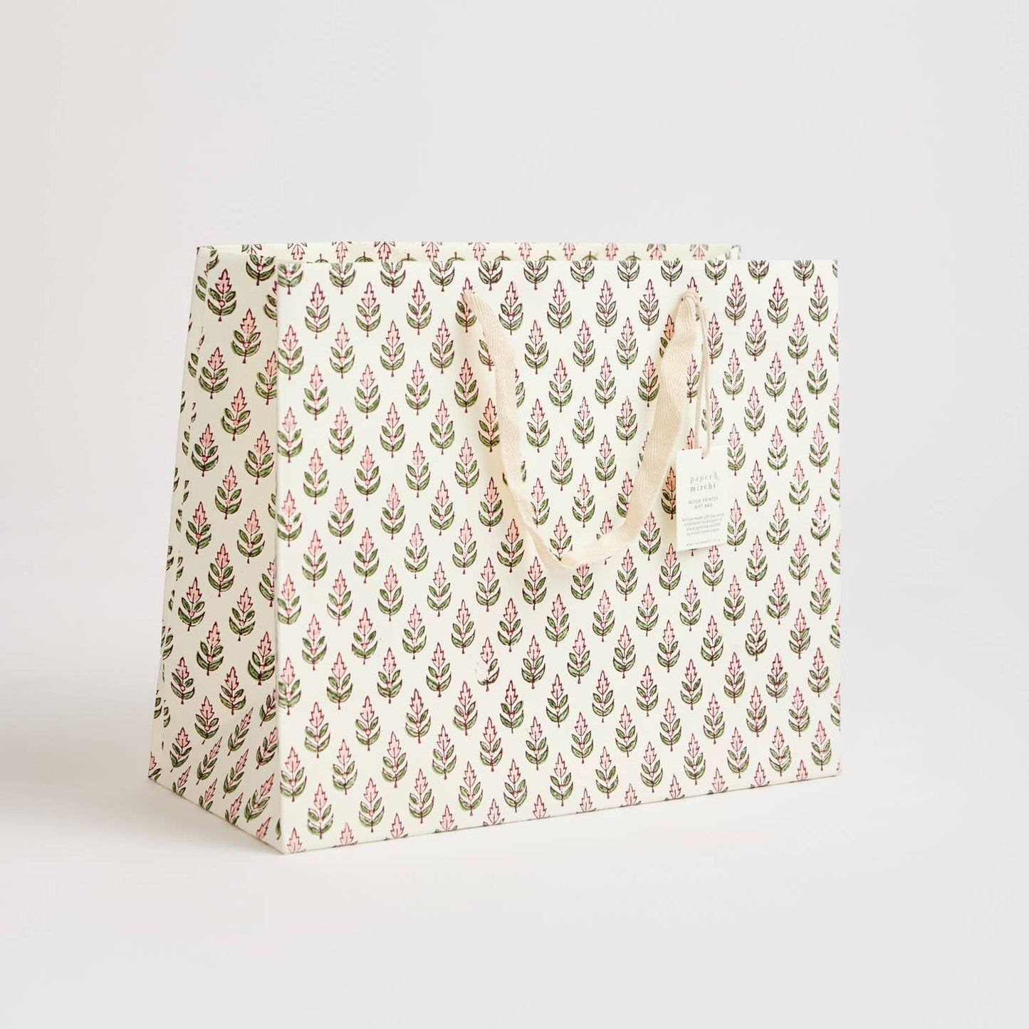 Hand Block Printed Gift Bags (Large) - Blush  By Paper Mirchi