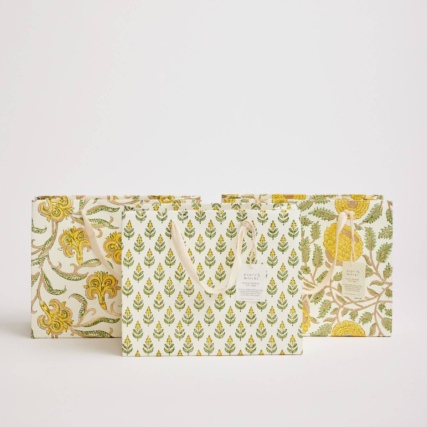 Hand Block Printed Gift Bags (Medium) - Sunshine By Paper Mirchi